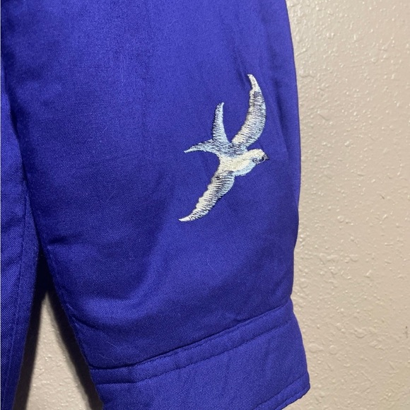 Vintage Y2K Purple Floral Dove Embroidered Button Front Winter Coat Jacket M - Picture 4 of 7